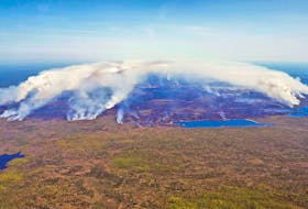 An aerial image shows the magnitude of the fires burning in Shelburne County, N.S. in late May and early June. COMMUNICATIONS NOVA SCOTIA