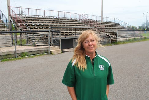 Rhonda Pauls, executive director with baseball P.E.I. at Central Field on Raiders road in Charlottetown on June 29. Pauls said she believes the new non-confrontation policy will encourage more youth to become umpires. Rafe Wright • The Guardian