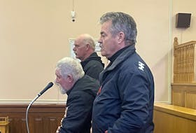 Vincent Leonard Sr., James Curran and Wayne Johnson at Newfoundland and Labrador Supreme Court in St. John's in May of this year. — SaltWire file photo