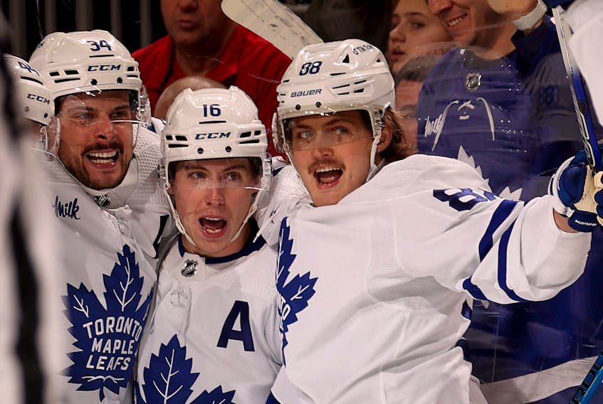  From left, Auston Matthews, Mitchell Marner and William Nylander are three parts of the Maple Leafs’ Core 4.  