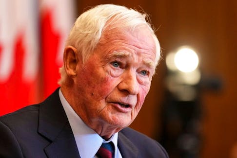 David Johnston, Independent Special Rapporteur on Foreign Interference, presents his first report in Ottawa on May 23.