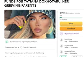 Screenshot of an online fundraiser for Tatiana Dokhotaru 