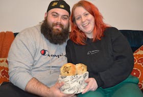 Kienen Whitworth and Ashley Eriksen of Sydney have created the successful business Bagel Buoy, which offers not only bagels but sugar-free, onion-stuffed bialys. BARB SWEET/CAPE BRETON POST