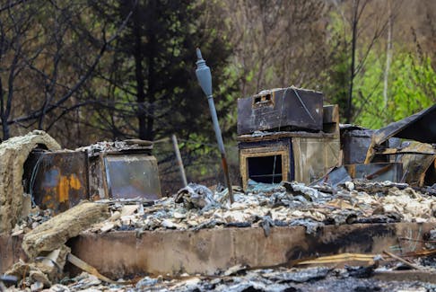 A destroyed home is seen following last week's wildfire on Yankeetwon Road  in Hammonds Plains, NS Tuesday June 6, 2023. 
POOL/Haifax Chronicle Herald-Tim Krochak