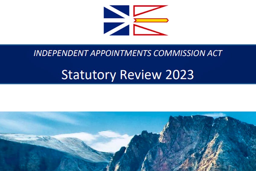 The report cover for the statutory review of the Independent Appointments Commission Act. -Computer Screenshot