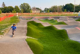 In this file photo from 2021, Kail Dutt rides on a pump track in Ontario while on vacation in the summer. CONTRIBUTED