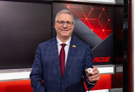 Ritchie Thibeau holds the lucky lottery ball after the Moncton Wildcats received the first overall pick in the 2023 Quebec Major Junior Hockey League Entry Draft. The Isle Madame, Richmond County, product is the Wildcats’ general manager.  CONTRIBUTED/VINCENT ETHIER, QMJHL