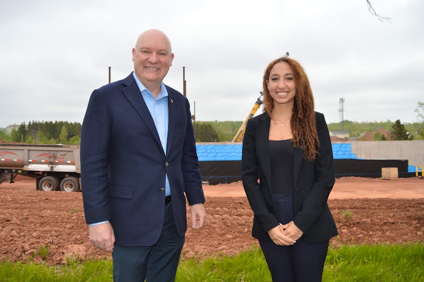 Greg Keefe, left, president of UPEI, and Camille Mady, president of the UPEI student union, say the new UPEI medical school will help recruit and retain physicians in P.E.I. Dave Stewart • The Guardian