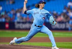 Blue Jays starting pitcher Kevin Gausman throws against the Houston Astros in Toronto on Tuesday, June 6, 2023. 