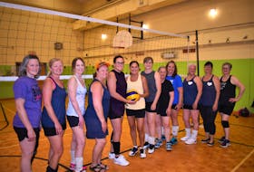 Coming together for their weekly game on a recent Tuesday evening at Valley Elementary School were Stacy Ash, Darlene Hudson, Kim Murphy, Kathy Veniott, Lori MacWha, Valerie Langley, Kristen Rector, Collen Brothers, Ann-Margaret Dodge, Susan Miller, Debbie Reid, and Nancy Brightman-Crosby. Richard MacKenzie