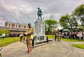 A June 9 commemoration ceremony took place in Yarmouth to mark the 100th anniversary of the unveiling of the Yarmouth Cenotaph. Participants were dressed in World War One uniforms.