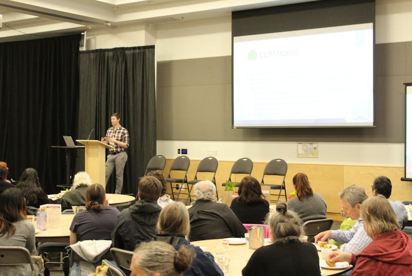 Alex Cadel of CLIMAtlantic giving a presentation during the Pictou County Climate Summit on June 3. Brendyn Creamer