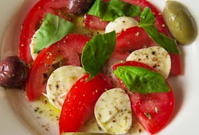 Insalata Caprese is a versatile salad that is also easy to prepare as a single serving.  Contributed