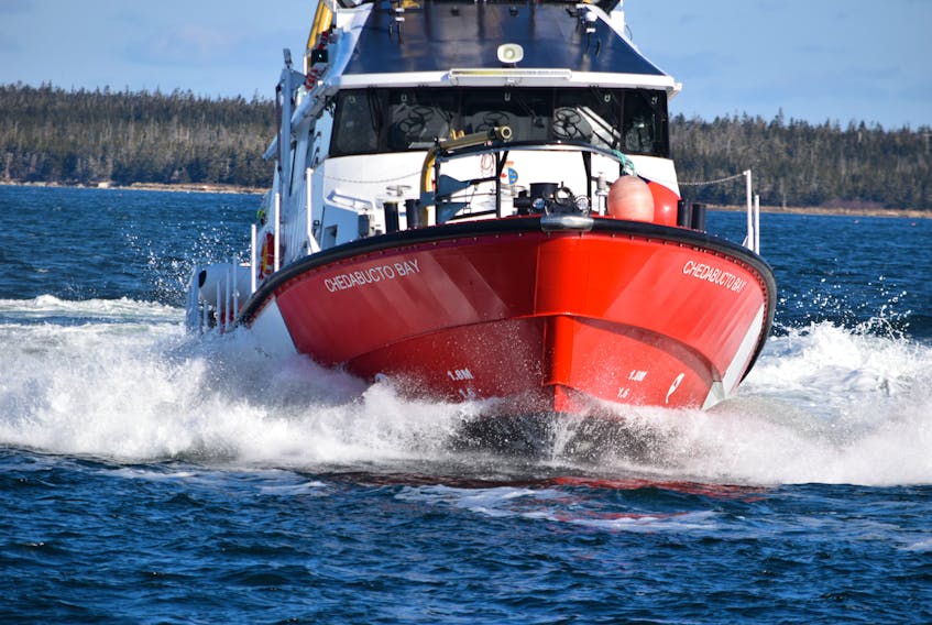 The CCGS Chedabucto Bay steams toward her home port in West Head, Cape Sable Island. The new search and rescue lifeboat was delivered to the Clark’s Harbour Canadian Coast Guard (CCG) station earlier this year was officially dedicated into service on July 12. KATHY JOHNSON