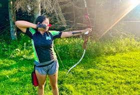 Alexis Jadis trains for the 2023 North American Indigenous Games in Halifax, N.S., next week. Jadis, who will compete in 3D Archery, has been selected as Team P.E.I.’s flag-bearer for the opening ceremony on July 16. Contributed
