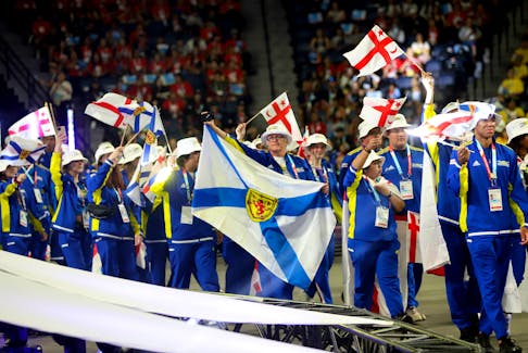 Team Nova Scotia is seen during  the opening ceremonies for the North American Indigenous Games in Halifax Sunday July 16, 2023.

TIM KROCHAK PHOTO