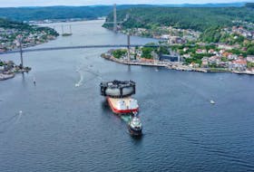 The 600 ton Marine Donut was transported 500 nautical miles on July 7 from the build site in Frier Fjord, Norway, to the Romsdal Fjord, where it will be tested in an actual salmon farm operation. Blue Green photo