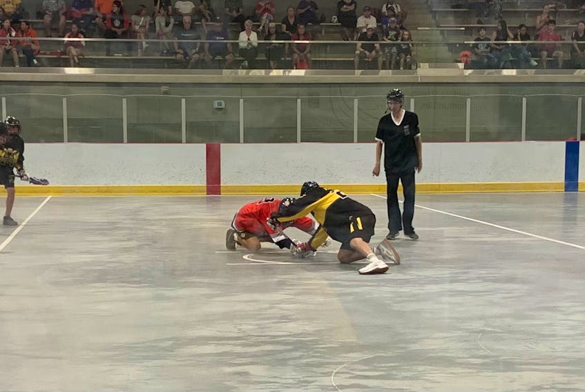 Manitoba and Ontario play a box lacrosse game during the North American Indigenous Games.
Don Cameron