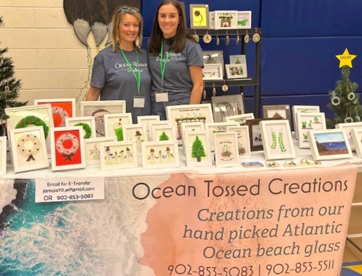 Mother and daughter duo, Janice Ellsworth and Kaylan Gaudette, create art pieces using beach glass and sand from P.E.I. CONTRIBUTED