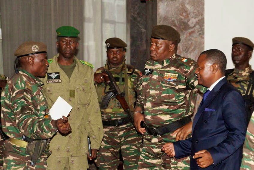 General Abdourahmane Tiani, who was declared as the new head of state of Niger by leaders of a coup, arrives to meet with ministers in Niamey, Niger July 28, 2023. Reuters
