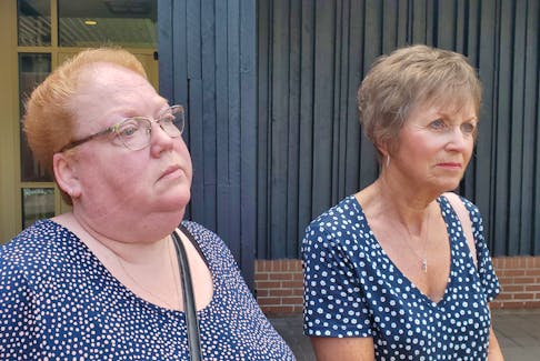 Kim Stewart, left, and Susan MacKay are both victims of pre-paid funeral fraud. They attended court in Charlottetown on July 6 for the latest update in the fraud case against former Dawson Funeral Home Ltd. director Lowell Oakes but left disappointed the case was delayed again until August. Colin MacLean • SaltWire