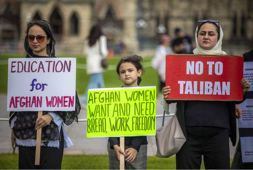 The Ottawa chapter of the Canadian Women for Women in Afghanistan held a rally on Parliament Hill on Sunday, Aug. 13, 2023, to draw attention to the women’s rights crisis in Afghanistan.