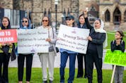 The Ottawa chapter of the Canadian Women for Women in Afghanistan held a rally on Parliament Hill on Sunday, Aug. 13, 2023, to draw attention to the women's rights crisis in Afghanistan.