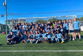 The Feildians won a dramatic 1-0 Challenge Cup final over Holy Cross in a match held at Topsail Field in CBS on Aug. 13. For the Double Blue, it is their second provincial senior men’s soccer title since 2021. Contributed photo