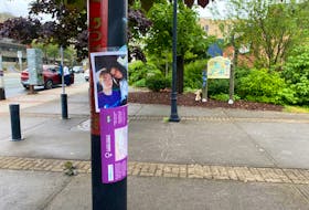 Tina Olivero and her son Ben, who tragically overdosed in July. Their picture is posted in a small downtown park in St. John's.