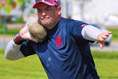 Scottish heavy events’ competitor Bryan MacLean of Sydney Mines makes a throw during a competition. MacLean will be competing in the inaugural Sydney Mines Highland Games on Saturday. CONTRIBUTED