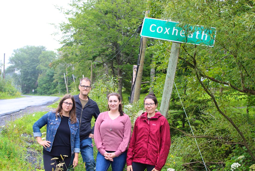 Members of the Keep Coxheath Clean advocacy group, from left to right: Erin Thompson, treasurer; Rubin Binder, secretary; Laura MacNeil, president and Cheryl MacInnis, vice-president. The organization says Nova Copper's mining proposals in the Coxheath Hills threaten the environment and the health of locals in and around Coxheath.