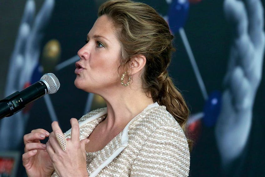 Sophie Grégoire Trudeau sings a self-penned number at a Martin Luther King tribute at Ottawa City Hall in 2016.