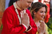  Prime Minister Justin Trudeau and Sophie Grégoire Trudeau looking a little “extra” during a trip to India in 2018.
