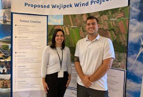 Amy Pellerin, director of developments with Natural Forces, left, and Drew Bernard, energy lead for Lennox Island First Nation are looking forward to a partnership to develop a wind farm in central P.E.I. – Kristin Gardiner/SaltWire