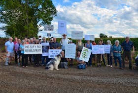 A group of concerned residents from the Burlington, Kings County, area and other North Mountain communities held a rally on McNally Road in September 2022 to protest the scheduled spraying of glyphosate on a nearby recovering clearcut. A group of neighbouring woodlot owners also occupied the proposed spray site with an encampment. FILE PHOTO