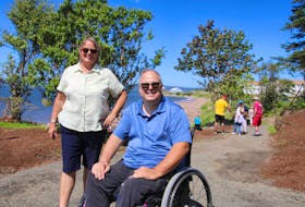 Debra Ryan, Annapolis County’s director of community development, and John Smith, chairperson of the municipality’s accessibility advisory committee, are pleased to see the new Annapolis Basin Tidal Beach Park officially open.
Jason Malloy