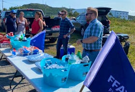 Hot dogs and donuts were on the menu when members of the FFAW staged a demonstration at St. Anthony on Aug. 25 to draw attention to allegations against their employer, St. Anthony Seafoods/Royal Greenland. FFAW Facebook photo