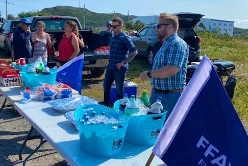 Hot dogs and donuts were on the menu when members of the FFAW staged a demonstration at St. Anthony on Aug. 25 to draw attention to allegations against their employer, St. Anthony Seafoods/Royal Greenland. FFAW Facebook photo