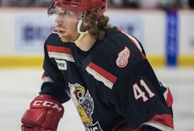 Jared McIsaac, 23, playing for the AHL's Grand Rapids Griffins. McIsaac recently resigned with the Detroit Red Wings for the 2023-24 season. Contributed