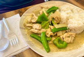 The Green Curry Chicken at Green Mango Thai Cuisine comes with rice. GABBY PEYTON PHOTO