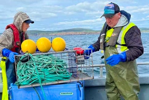 A fishing crew from Newfoundland and Labrador gets ready to launch Ashored’s rope-on-command system during a trail in 2022. Submitted photo