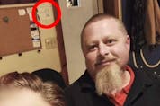  Murder suspect Richard Allen in a bar. Just over his right shoulder is the wanted poster seeking information on the double murder. FACEBOOK