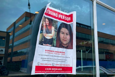 A missing person poster gives information about 27-year-old Summer Kneebone, who has been missing since Aug. 7. Thinh Nguyen • The Guardian