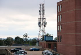 A cell tower on top of the Bell Aliant building in downtown Charlottetown. Bell says it has equipped 78 per cent of its larger cell towers in P.E.I. with fixed generators, which could help avoid prolonged mobility outages in a future storm. - Stu Neatby