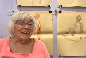 Nan Ferrier, 92, has an exhibit of nearly 500 life drawings on display at the MacNaught History Centre and Archives in Summerside. – Kristin Gardiner/SaltWire