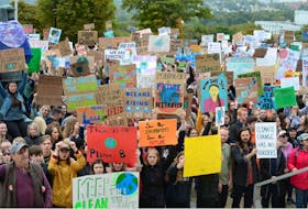 Hundreds gathered for a youth-led climate protest on Confederation Hill in 2019.