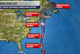 Lee is forecast to make landfall near the Maine-New Brunswick border in the early hours of Sunday.
