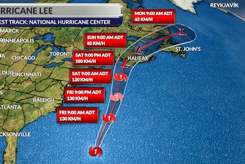 The path of Huricane Lee as of Thursday SALTWIRE