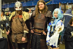 From left, Ulrik (Steven Maufort), Soryn (Richard Myers) and Eula (Megan Jeffery) at CaperCon 2022. The annual pop culture convention returns to Centre 200 this weekend, although organizers will keep an eye on the weekend's weather to ensure the safety of convention-goers. NICOLE SULLIVAN/CAPE BRETON POST