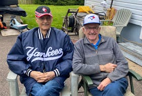 Enjoying time together during August of 2022 are longtime friends Don Hazelton, left, and Harold Barkhouse. Contributed